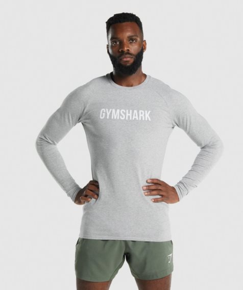 Men's Gymshark Apollo Long Sleeve T-Shirts Light Grey | CA A8756N